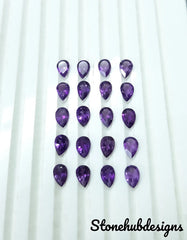 3x5MM, 4x6MM, 5x7MM Natural Amethyst faceted Pear Cut Gemstone, AAA Purple Amethyst faceted Pear Cut Loose Calibrated Stone For Jewelry