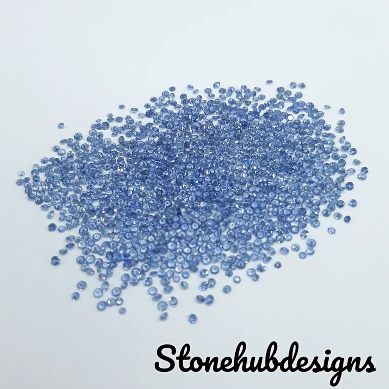 1.20MM, 1.30MM, 1.40MM Natural Blue Sapphire Faceted Round Diamond Cut Calibrated Gemstones, AAA Quality blue sapphire Round Cut For Jewelry