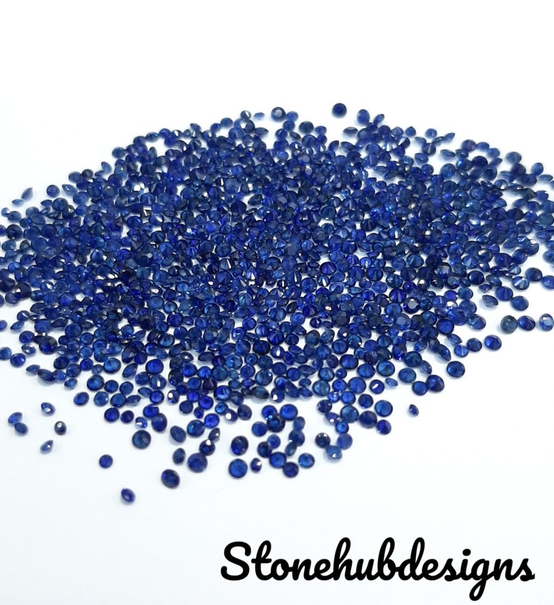 1.20MM, 1.30MM, 1.40MM Natural Blue Sapphire Faceted Round Diamond Cut Gemstones, AAA Blue Sapphire Round Calibrated Loose Cut For Jewelry