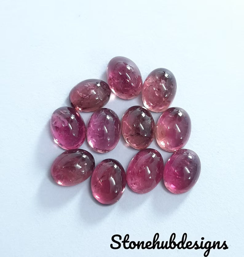 6x8MM, 7x9MM, 8x10MM Natural Pink Tourmaline Oval Cabochon Gemstone, Pink Tourmaline Smooth Oval Flat Back Cabochon Stone for jewelry making
