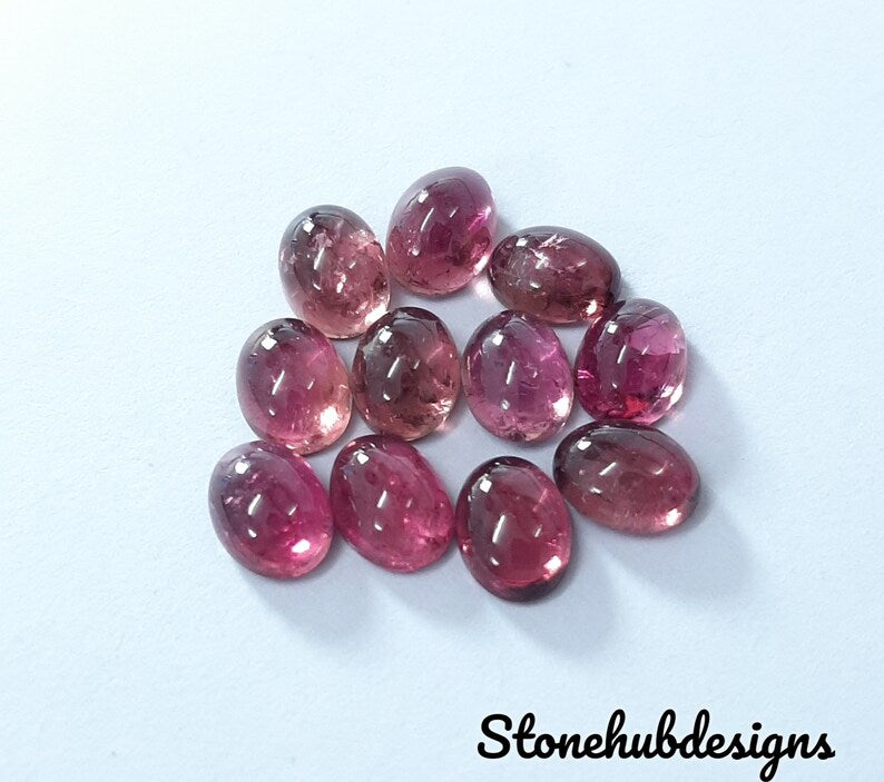 6x8MM, 7x9MM, 8x10MM Natural Pink Tourmaline Oval Cabochon Gemstone, Pink Tourmaline Smooth Oval Flat Back Cabochon Stone for jewelry making