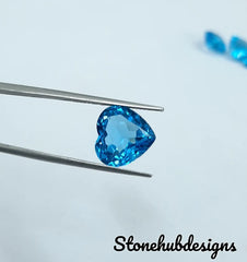 8MM, 9MM, 10MM, 12MM Natural Swiss Blue Topaz Faceted Heart Shape Loose Gemstones, AAA Swiss Blue Topaz Cut Heart For Jewelry Making