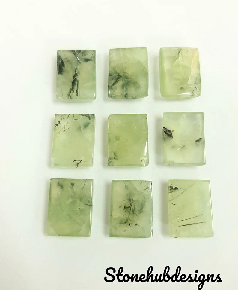 Natural Prehnite Rutile Smooth Octagon Cabochon, CALIBRATED Loose Semi Precious Gemstone, Prehnite Octagon Cabochon For Jewelry Making