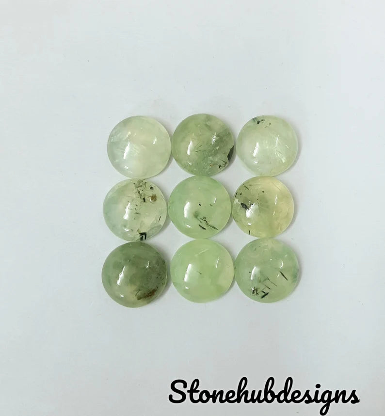 Natural Prehnite Round Cabochon Gemstone, AAA Green Prehnite Smooth Round Cabochon For Jewelry