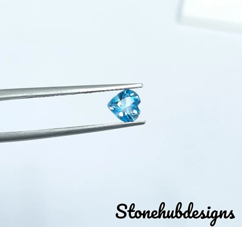 3MM, 4MM, 5MM, 6MM, 7MM Natural Swiss Topaz Faceted Heart Shape Loose Gemstones, AAA Swiss Blue Topaz Cut Heart For Topaz Jewelry