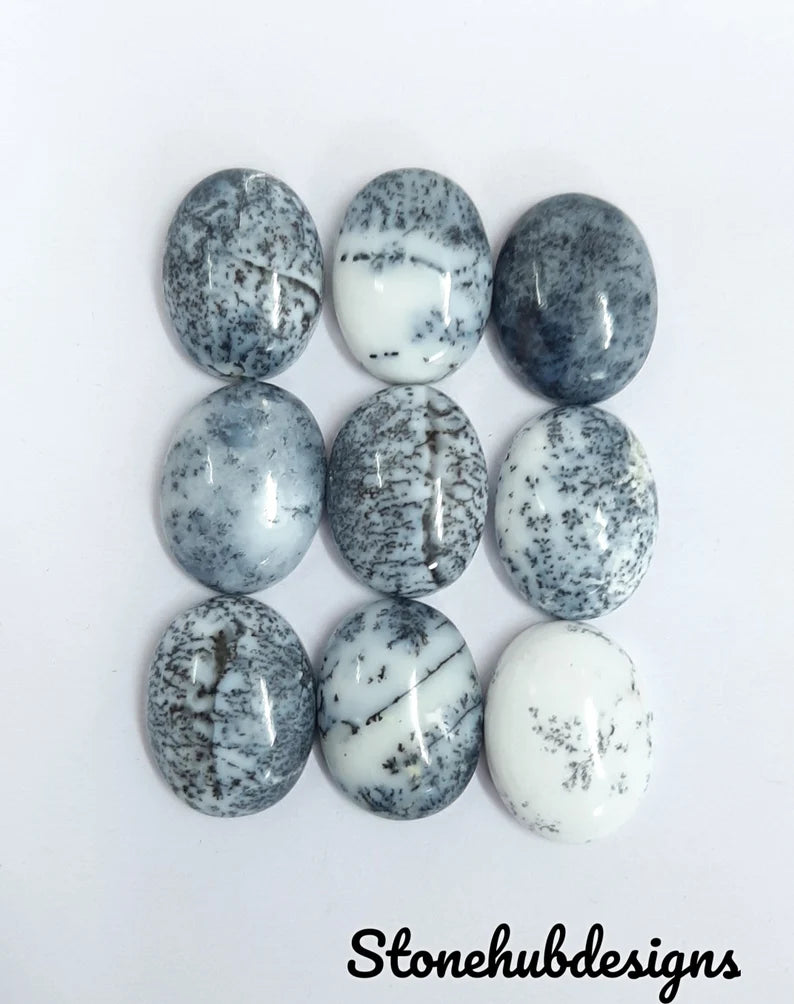 Natural Dendrite Opal Oval Cabochon Gemstone, CALIBRATED Loose Stone Cab, AAA Dendrite Opal Smooth Oval Cabs For Jewelry