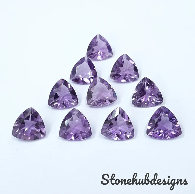 5MM, 6MM, 7MM, 8MM, 9MM, 10MM Natural Amethyst Faceted Trillion Cut Gemstone, AAA quality Amethyst loose gemstones For Jewelry Making