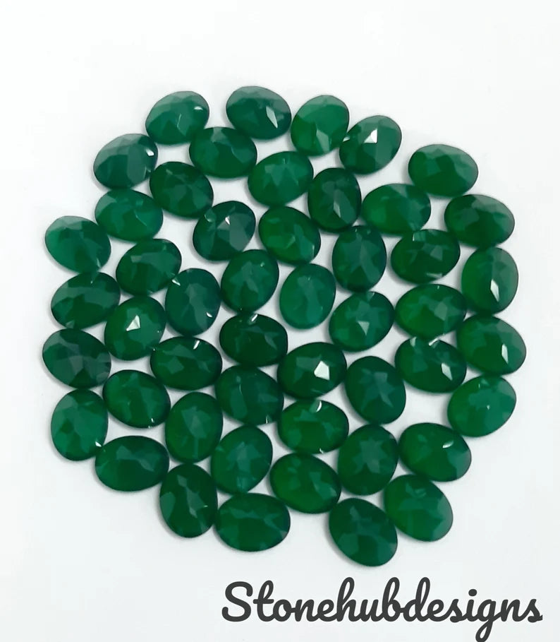 4x6MM, 5x7MM, 6x8MM, 7x9MM Natural Green Onyx faceted Oval Cut Gemstone, AAA GREEN ONYX faceted Oval Loose Calibrated Cut For jewelry making