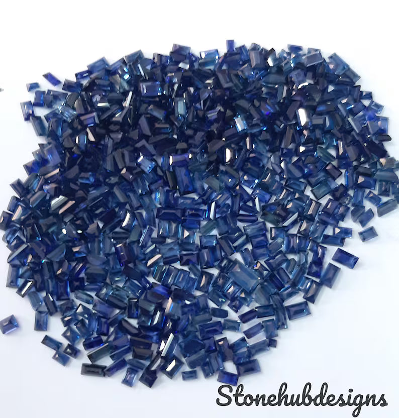 1.5x2.5MM, 1.50x3MM, 2x3MM Natural Blue Sapphire faceted Baguette Cut Loose Stone, AAA Quality Loose Sapphire baguette Precious For Jewelry