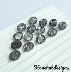 5X7MM, 6X8MM, 7X9MM, 8X10MM Natural Black Rutile Faceted Oval Gemstone, AAA Quality Black Rutile Quartz Oval Cut superb stone for jewelry
