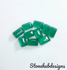 4X6MM, 5X7MM, 6X8MM, 7X9MM Natural Green Onyx faceted Octagon Cut Gemstone, AAA Quality GREEN ONYX faceted octagon cut For jewelry making