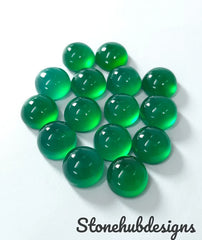 Natural Green Onyx Round Cabochon Gemstone, AAA Quality Green Onyx Smooth Round flat back Cabochon Stone For jewelry
