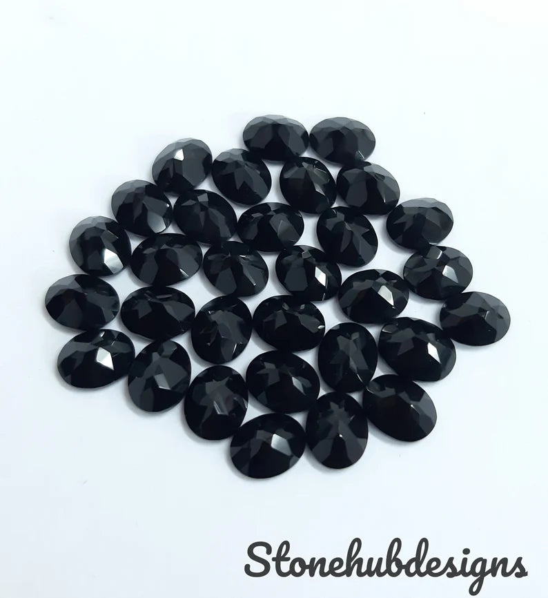 7x9MM, 8x10MM, 9x11MM, 10x12MM Natural Black Onyx faceted Oval Cut Gemstone, AAA BLACK ONYX faceted Oval Loose Calibrated Cut For jewelry