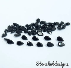 3x5MM, 4x6MM, 5x7MM, 6X8MM Natural Black Onyx faceted Pear Cut Gemstone, AAA BLACK ONYX faceted Pear Loose Calibrated Cut For jewelry making