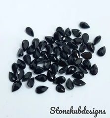 3x5MM, 4x6MM, 5x7MM, 6X8MM Natural Black Onyx faceted Pear Cut Gemstone, AAA BLACK ONYX faceted Pear Loose Calibrated Cut For jewelry making