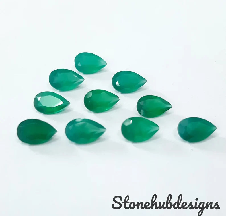 3x5MM, 4x6MM, 5x7MM, 6x8MM Natural Green Onyx faceted Pear Cut Gemstone, AAA GREEN ONYX faceted Pear Loose Calibrated Cut For jewelry