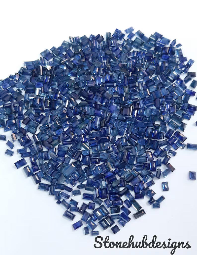 2x3.5MM, 2x4MM, 2.5x4.5MM, 2.5x5MM Natural Blue Sapphire faceted Baguette Gemstone, AAA Blue Sapphire Faceted baguette Precious For Jewelry