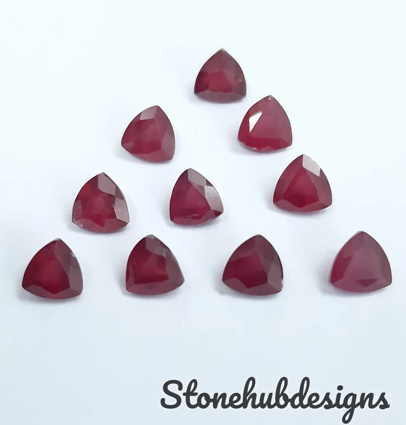 7MM, 8MM, 9MM, 10MM RUBY Faceted Trillion Cut Loose Gemstone, AAA GF Ruby Faceted Trillion Cut Loose Gemstone For Jewelry