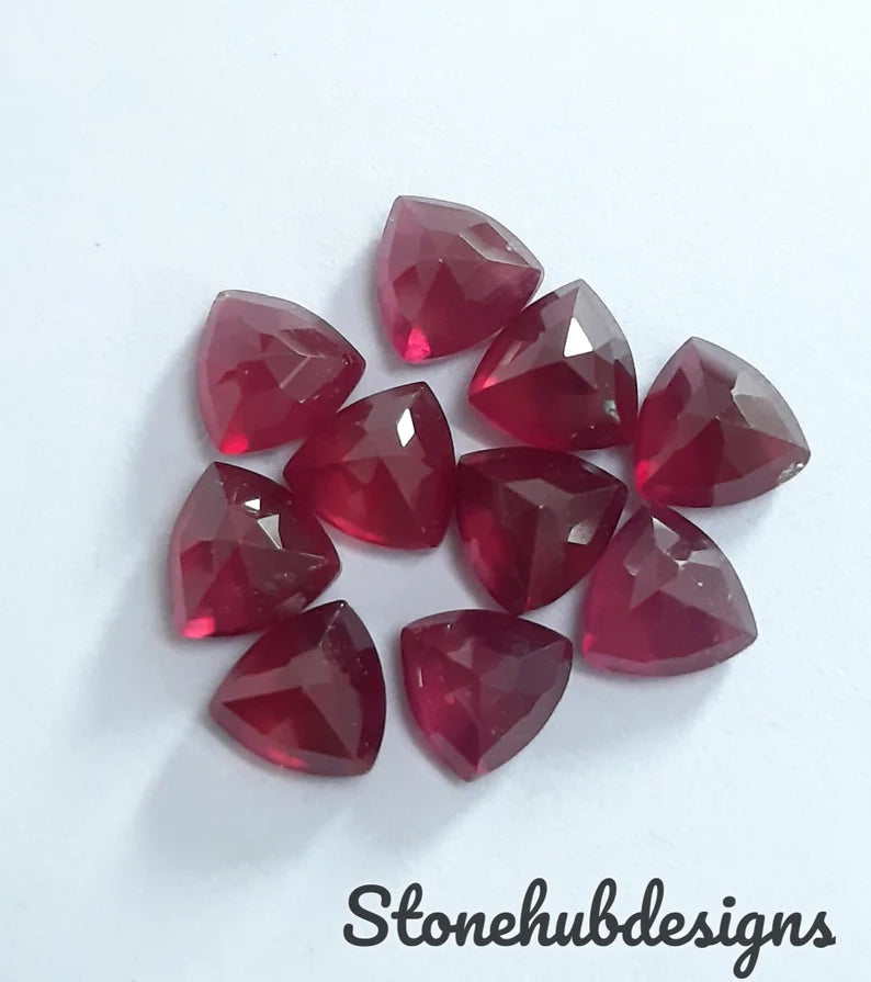 7MM, 8MM, 9MM, 10MM RUBY Faceted Trillion Cut Loose Gemstone, AAA GF Ruby Faceted Trillion Cut Loose Gemstone For Jewelry