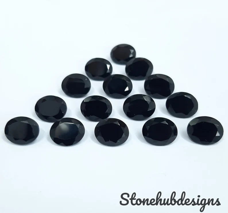 10x14MM, 12x16MM, 13x18MM, 15x20MM Natural Black Onyx faceted Oval Cut Gemstone, AAA BLACK ONYX faceted Oval Loose Calibrated For jewelry