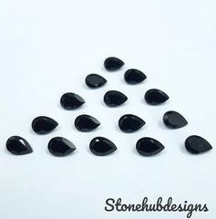 7x9MM, 8x10MM, 9x11MM, 10x12MM Natural Black Onyx Faceted Pear Loose Calibrated Cut Gemstone, AAA Black Onyx Pear Calibrated Cut For jewelry