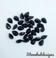 7x9MM, 8x10MM, 9x11MM, 10x12MM Natural Black Onyx Faceted Pear Loose Calibrated Cut Gemstone, AAA Black Onyx Pear Calibrated Cut For jewelry
