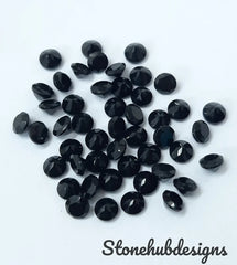 3MM, 3.50MM, 4MM, 4.50MM, 5MM, 6MM Natural Black Onyx Faceted Round Cut Gemstone, AAA Black Onyx Faceted Loose Calibrated Round for Jewelry