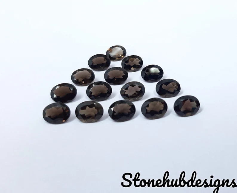 6x8MM, 7x9MM, 8x10MM Natural Smoky Quartz Faceted Oval Cut Gemstone, AAA Smoky quartz Oval cut for jewelry making stone