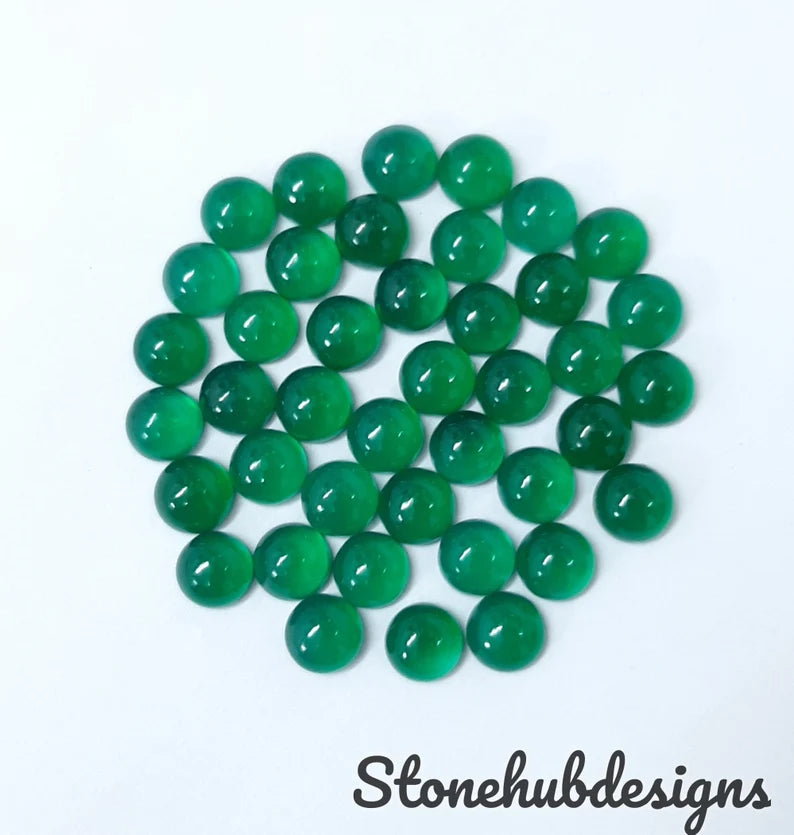 3MM, 4MM, 5MM, 6MM Natural GREEN ONYX Round Cabochon gemstone, AAA Green Onyx Smooth Round flat back Cabochon For Jewelry Making