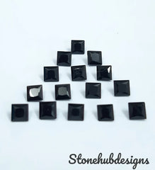 7MM, 8MM, 9MM, 10MM Natural Black Onyx Faceted Square Cut Gemstone, AAA Quality Black Onyx faceted Square loose gemstone for jewelry