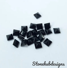 3MM, 4MM, 5MM, 6MM Natural Black Onyx Faceted Square Cut Gemstone, AAA Quality Black Onyx faceted Square loose gemstone for jewelry