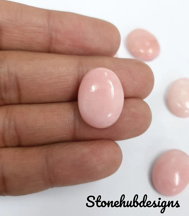 Natural Pink Opal Oval Cabochon Gemstone, AAA Pink Opal Oval Shape Smooth Gemstones Lot For Earring, Ring And Jewelry