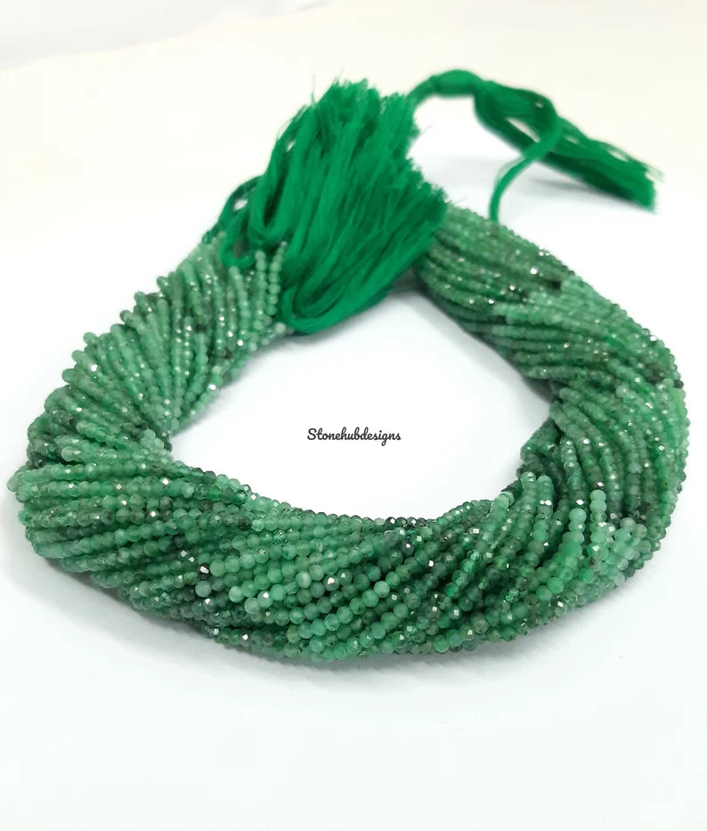 2.50MM AAA+ Natural Emerald Faceted Rondelle beads, Emerald Faceted beads, Emerald rondelle Beads Strand, Emerald Jewelry Green Beads