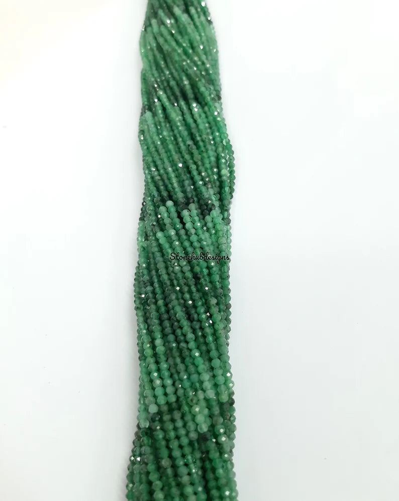 2.50MM AAA+ Natural Emerald Faceted Rondelle beads, Emerald Faceted beads, Emerald rondelle Beads Strand, Emerald Jewelry Green Beads
