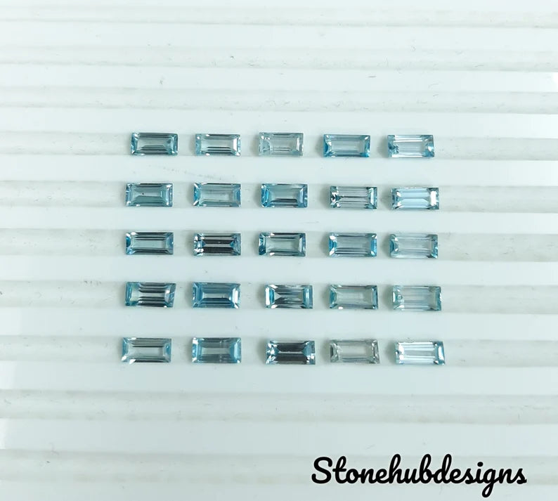 3x6MM Natural Blue Zircon Faceted Baguette Shape Loose Gemstones, AAA Quality Blue Zircon Baguette cut Loose For Jewelry Making
