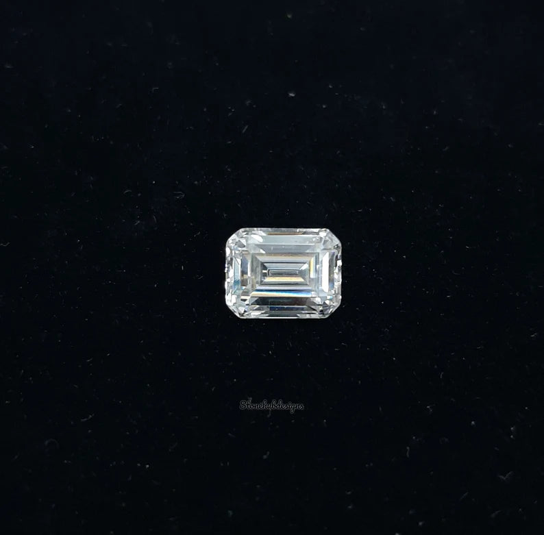 Moissanite Faceted Octagon Emerald Cut Gemstone, D Color AAA Loose Moissanite Faceted Octagon Emerald Cut stone For Jewelry
