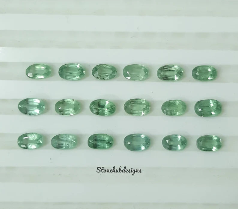 3x5MM, 4x6MM, 5x7MM Natural Mint Green Kyanite Faceted Oval Cut Gemstone, AAA Quality Rare Green Mint Kyanite Oval Cut For Jewelry