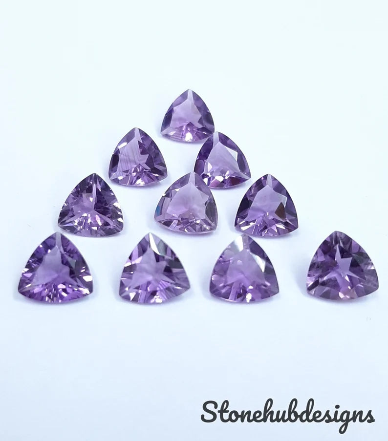 5MM, 6MM, 7MM, 8MM, 9MM, 10MM Natural Amethyst Faceted Trillion Cut Gemstone, AAA quality Amethyst loose gemstones For Jewelry Making