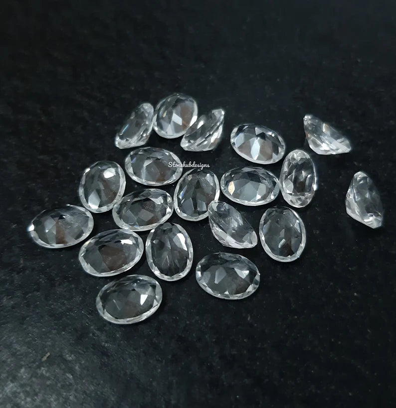 3X5MM, 4X6MM, 5X7MM, 6X8MM Natural Crystal Quartz Faceted Oval Cut Gemstone, AAA Crystal Quartz Oval cut For Jewelry Making