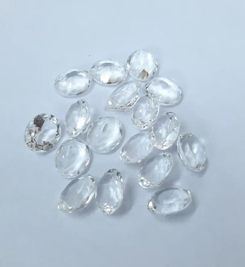 7X9MM, 8X10MM, 9X11MM, 10X12MM Natural Crystal Quartz Faceted Oval Cut Gemstone, AAA Crystal Quartz Oval cut For Jewelry Making