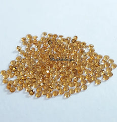 1.75MM, 2MM, 2.50MM Natural Citrine Faceted Round Loose Cut Gemstone, AAA Yellow Citrine Faceted Loose Round Cut Stone Lot for Jewelry
