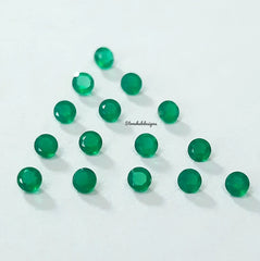 5 pieces 2MM, 2.5MM Natural GREEN ONYX Faceted Round Cut gemstone, AAA Green Onyx Round Tiny Loose Calibrated Cut Stone For Jewelry Making