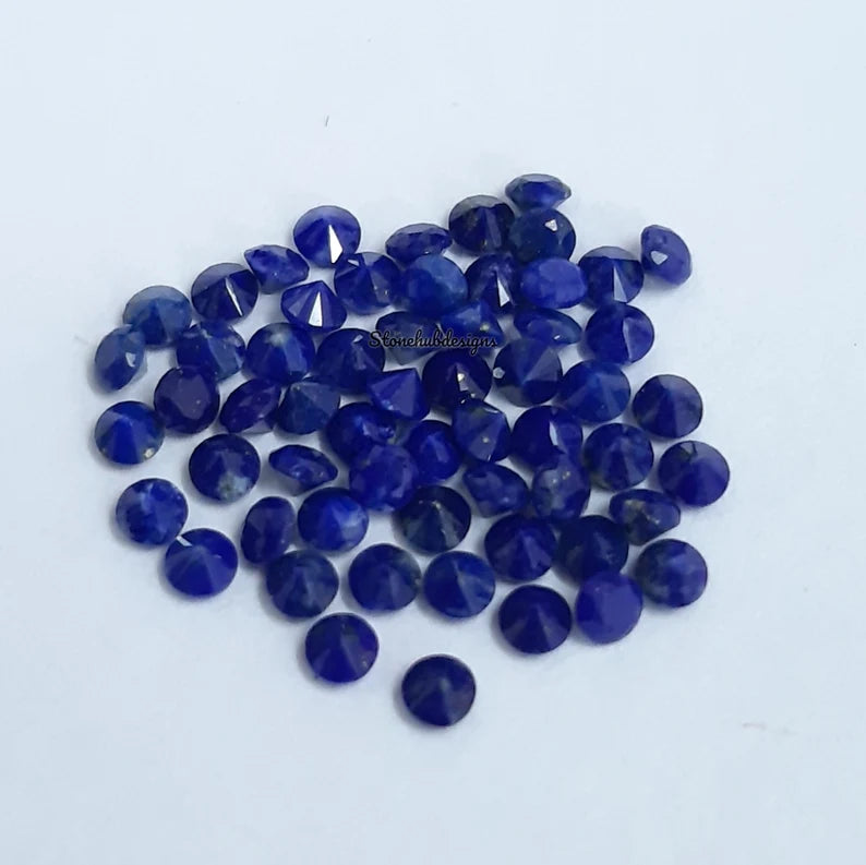 Natural Lapis Lazuli Faceted Tiny Round Cut Gemstone, AAA Blue Lapis Lazuli faceted Round Cut Loose Calibrated Gemstone For Jewelry