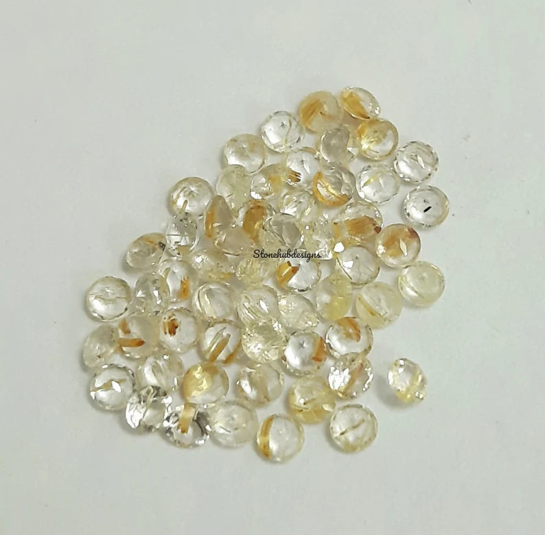 2MM Natural Golden Rutile Quartz Faceted Round Top Quality, AAA Golden Rutile Quartz faceted round For Jewelry Making