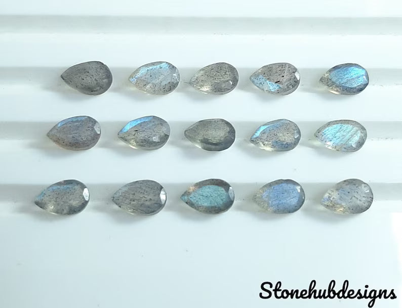 4x6MM, 5x7MM, 6x8MM, 7x9MM Natural Labradorite Faceted Pear Cut Stone, AAA Labradorite Faceted Pear Calibrated Gemstone for jewelry