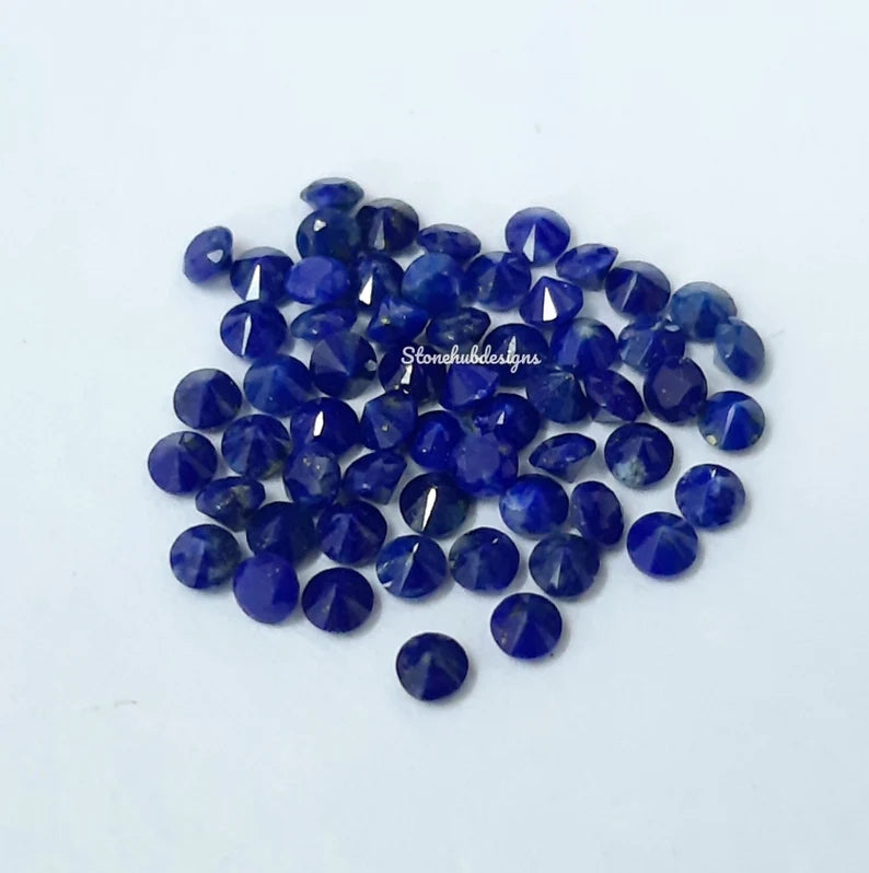 Natural Lapis Lazuli Faceted Tiny Round Cut Gemstone, AAA Blue Lapis Lazuli faceted Round Cut Loose Calibrated Gemstone For Jewelry