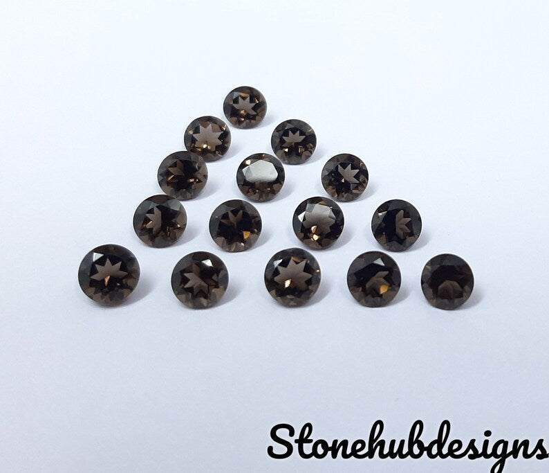 3MM, 4MM, 5MM, 6MM Natural Smoky Quartz Faceted Round Cut Gemstone, AAA Smoky Quartz Round cut For Jewelry Making