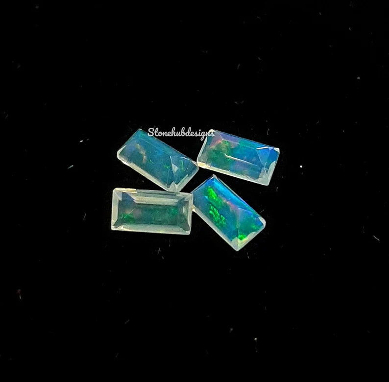 2x4MM, 2.5x5MM, 3x6MM Natural Ethiopian Opal Faceted Baguette Cut Gemstone, AAA Ethiopian Opal Baguette Faceted Loose Gemstone for Jewelry