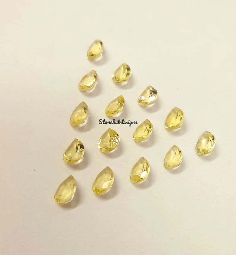 4X6MM, 5X7MM, 6X9MM, 7X10MM, 8X12MM Natural Lemon Quartz Faceted Pear Cut Gemstone, AAA Lemon Quartz Pear cut For Jewelry Making