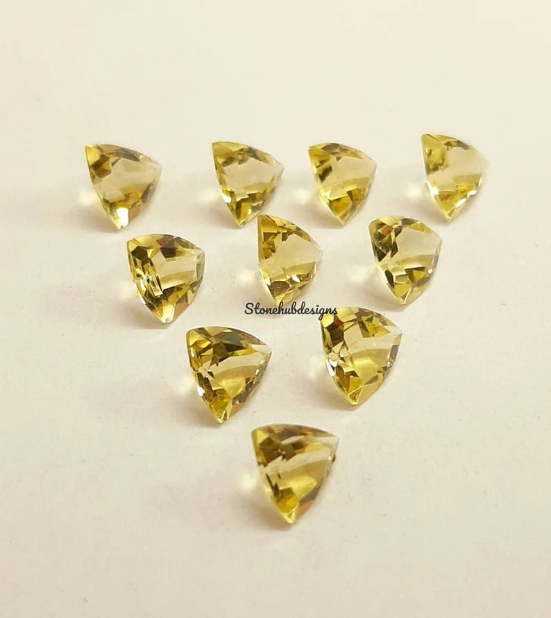 5MM, 6MM, 7MM, 8MM, 9MM, 10MM Natural Lemon Quartz Faceted Trillion Cut Gemstone, AAA Lemon Quartz Trillion cut For Jewelry Making